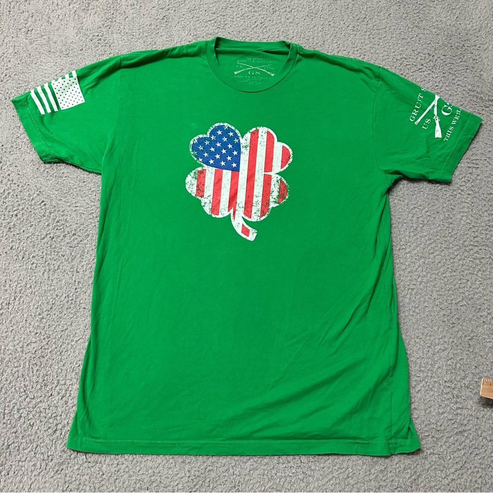 Grunt Style Shirt Mens Extra Large Green Clover USA Ireland America Print